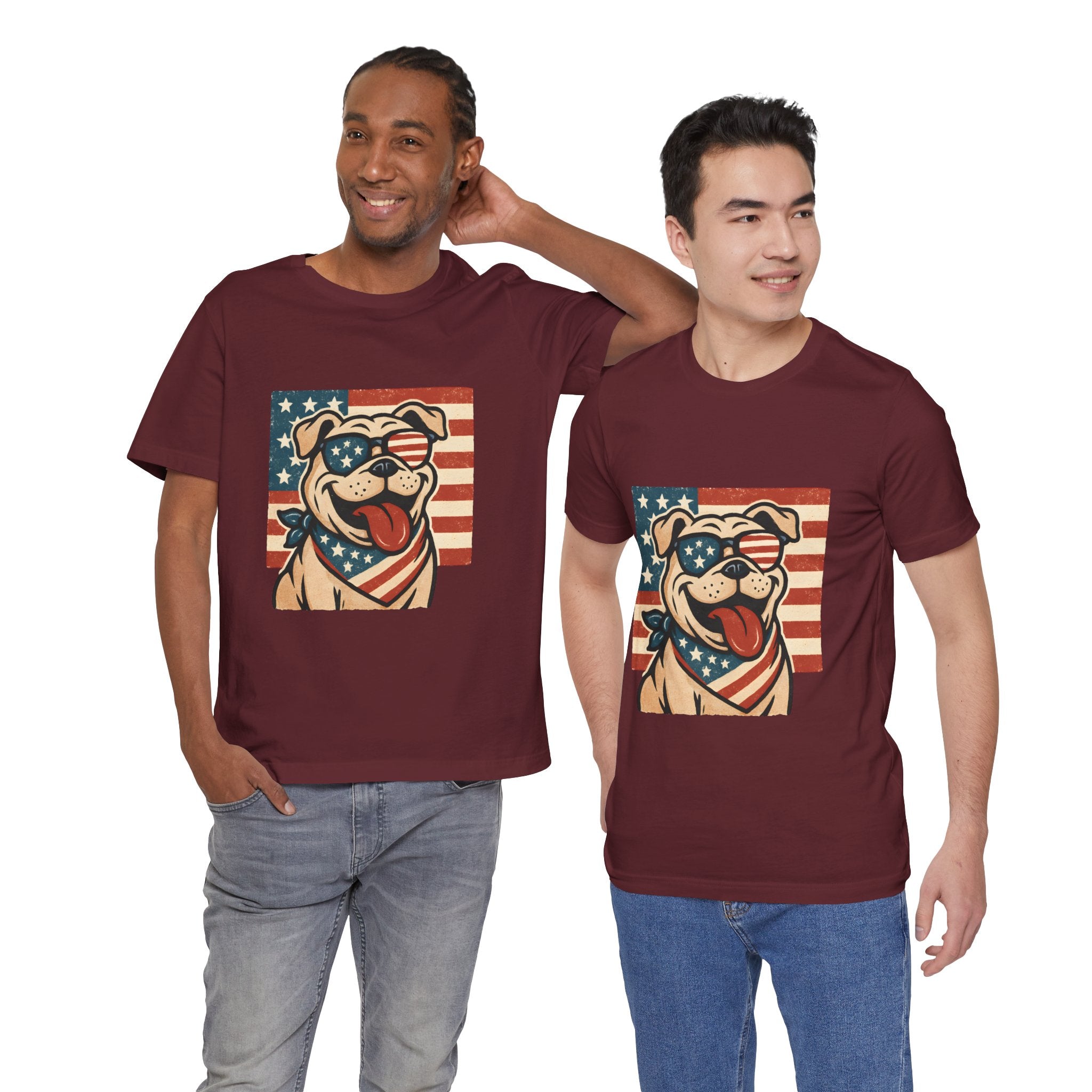 Dog's are Patriotic Too (American Flag, Funny 4th of July Shirt)