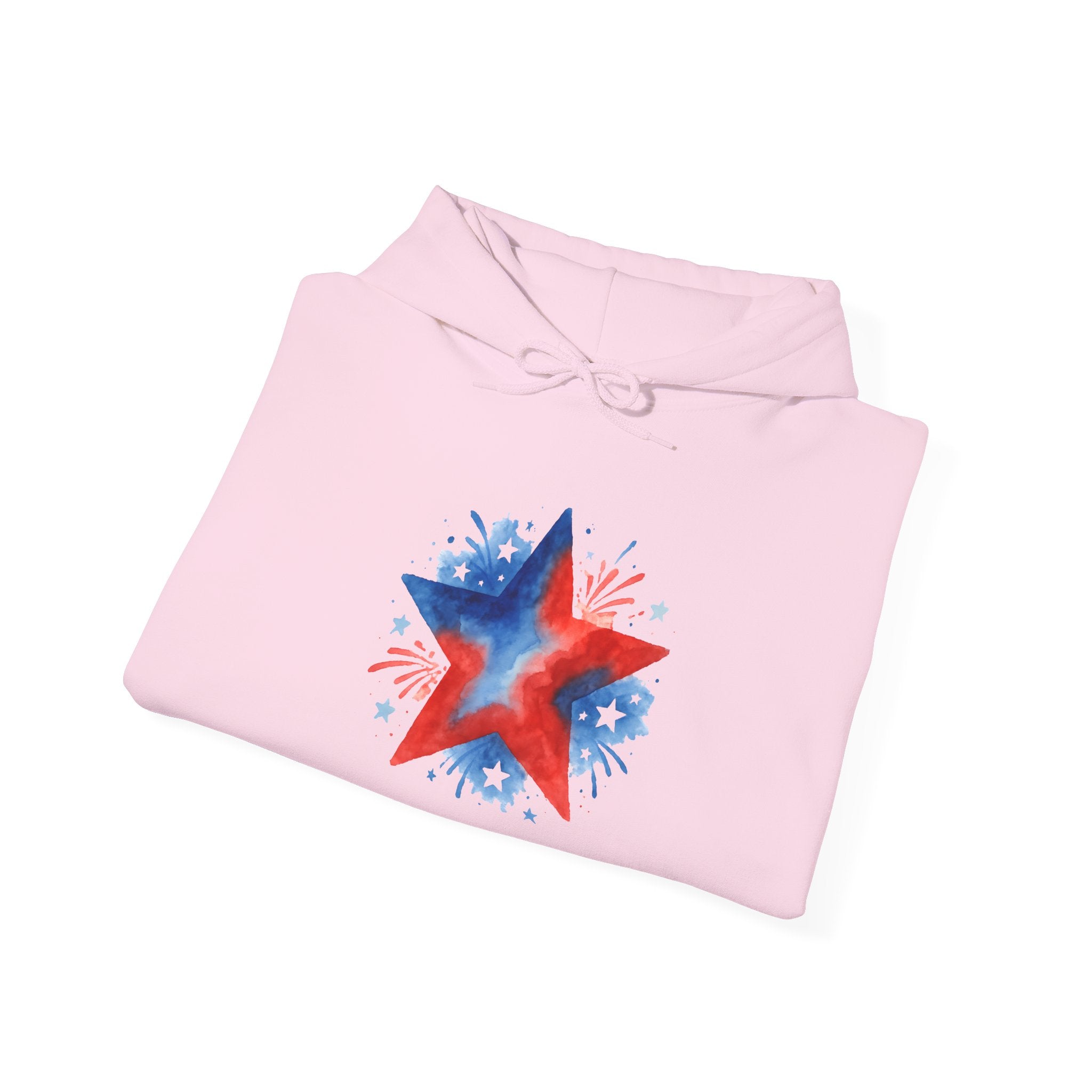 Patriotic Red & Blue Star Hoodie — 4th of July Firework Sweatshirt