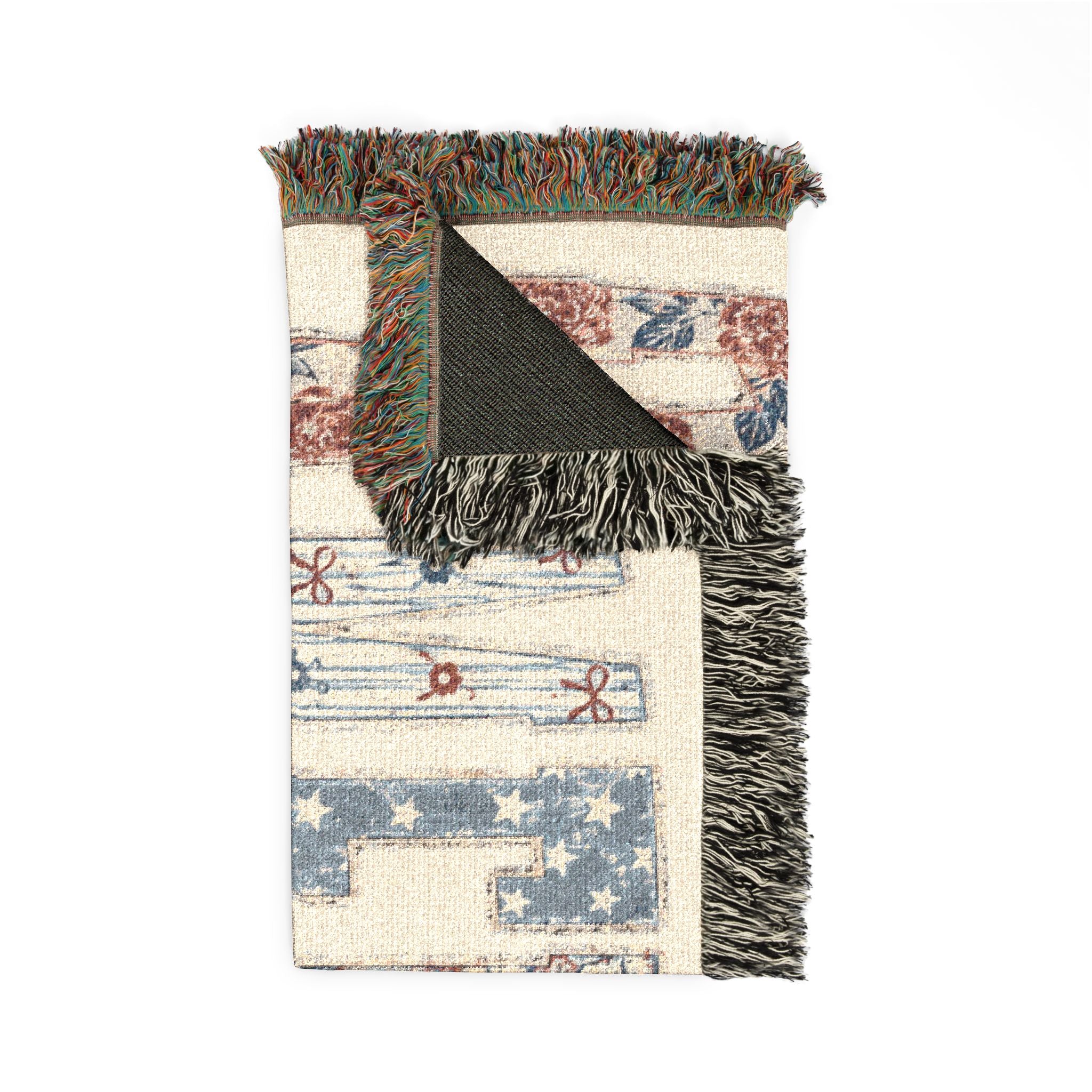 America Woven Blanket — Patriotic Throw Blanket with USA Text