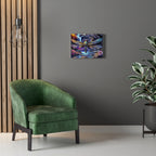 Dragonfly Fantasy Stretched Canvas Wall Art — Colorful Waterfall Nature Scene