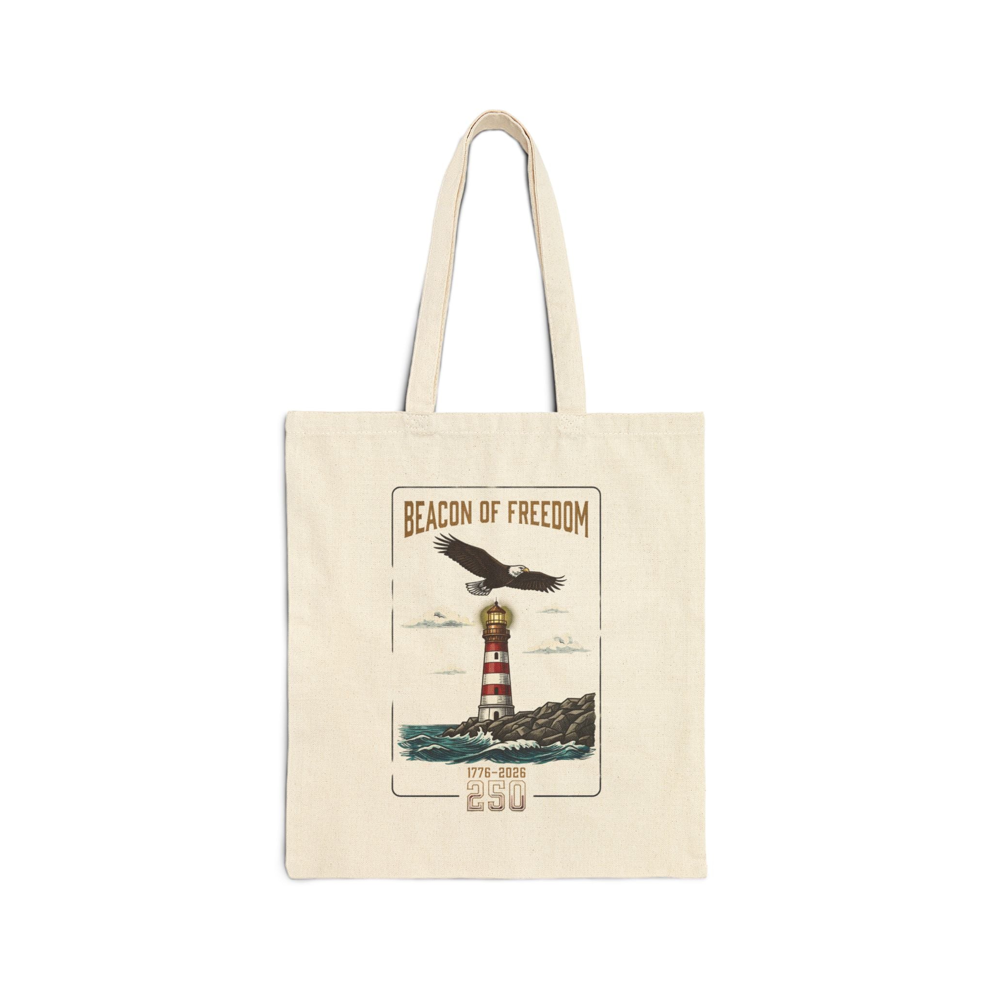 Beacon of Freedom 250 Tote | 250th 4th of July Patriotic Lighthouse Design