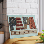 Patriotic 'PAPA' Glass Cutting Board for Home Decor
