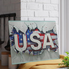 USA Flag Glass Cutting Board with Vibrant Design