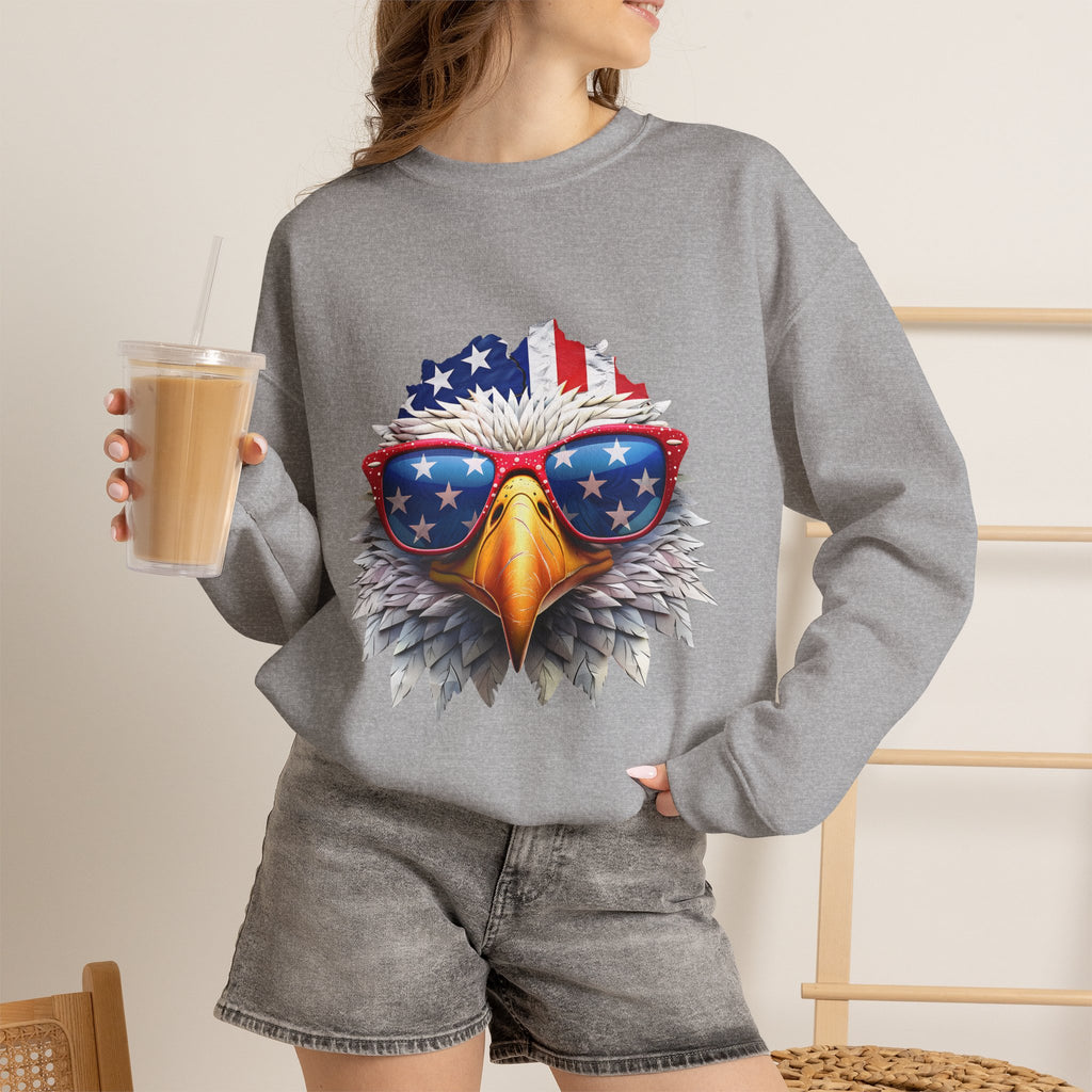 Eagle American Flag Sunglasses Crewneck Sweatshirt
