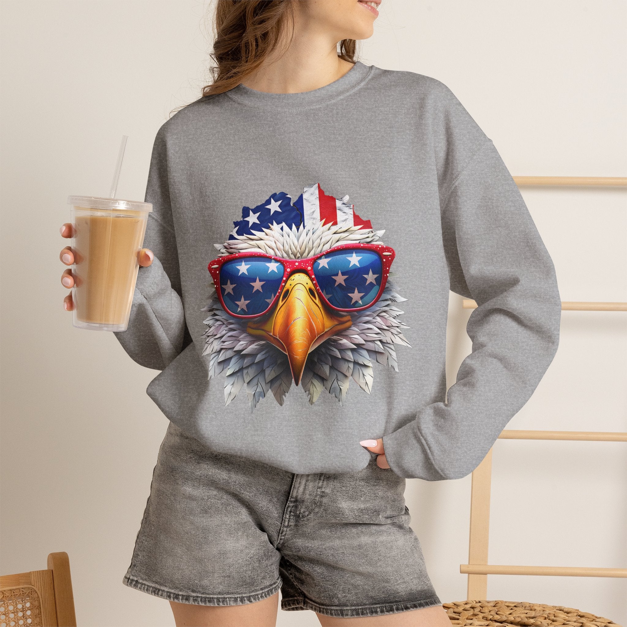 Eagle American Flag Sunglasses Crewneck Sweatshirt