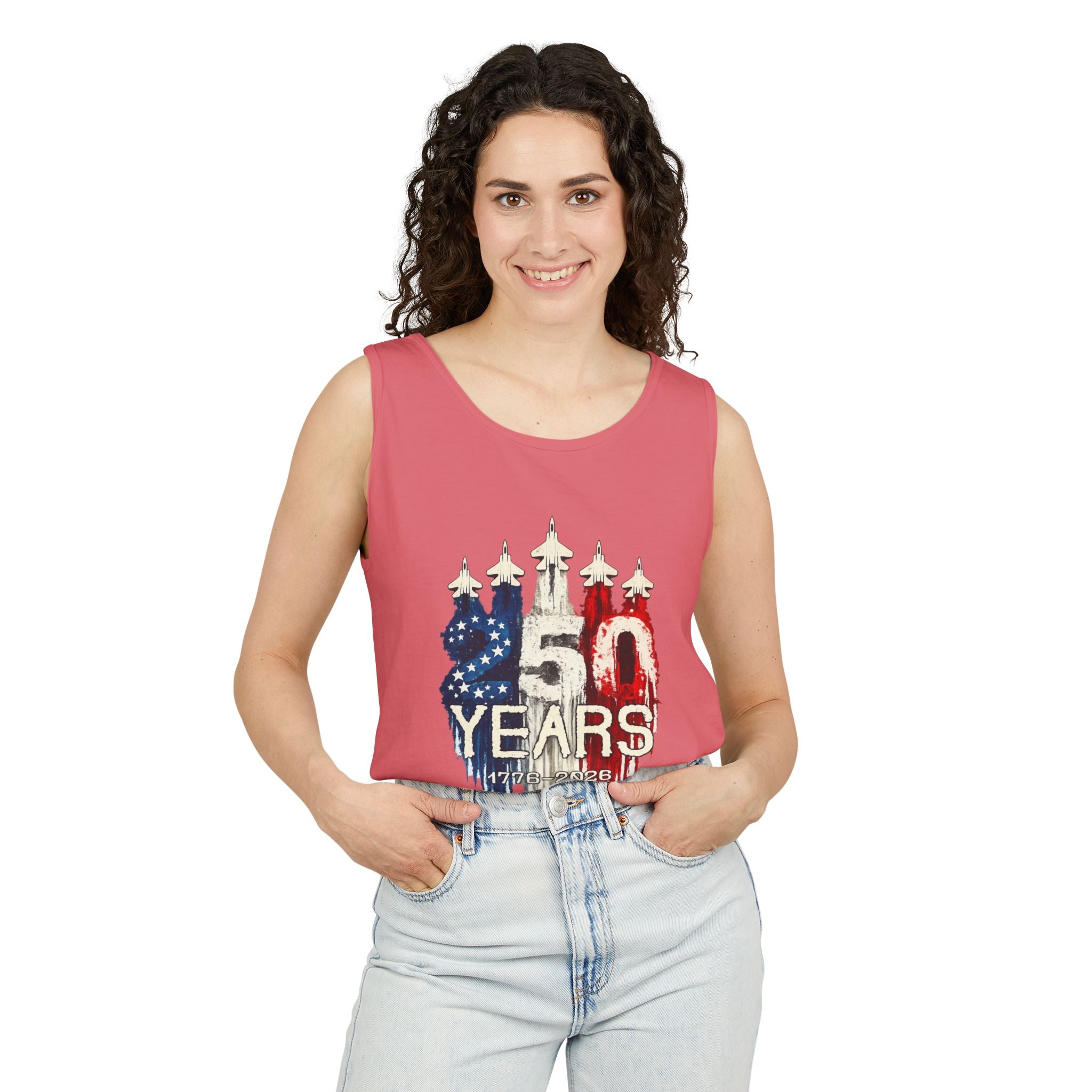 50 Years American Flag Castle Tank Top for Celebratory Wear