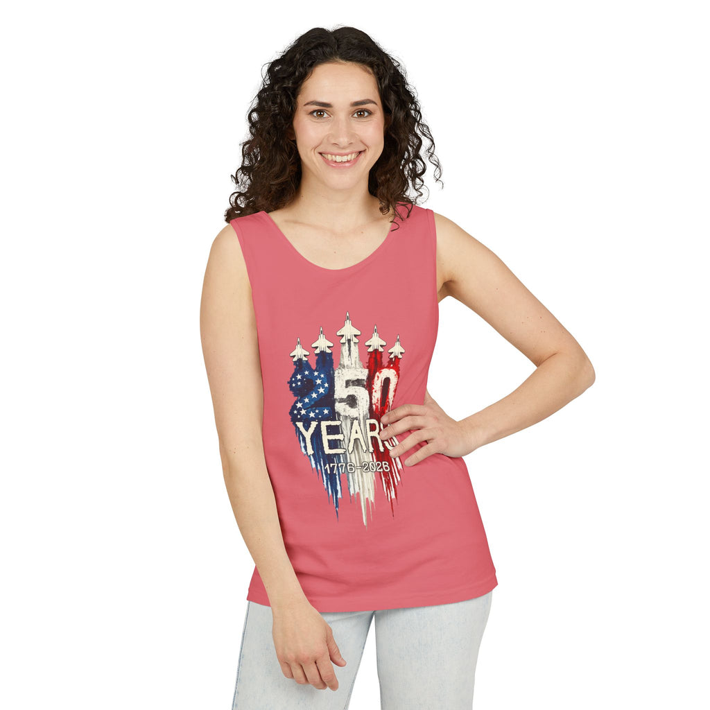 50 Years American Flag Castle Tank Top for Celebratory Wear