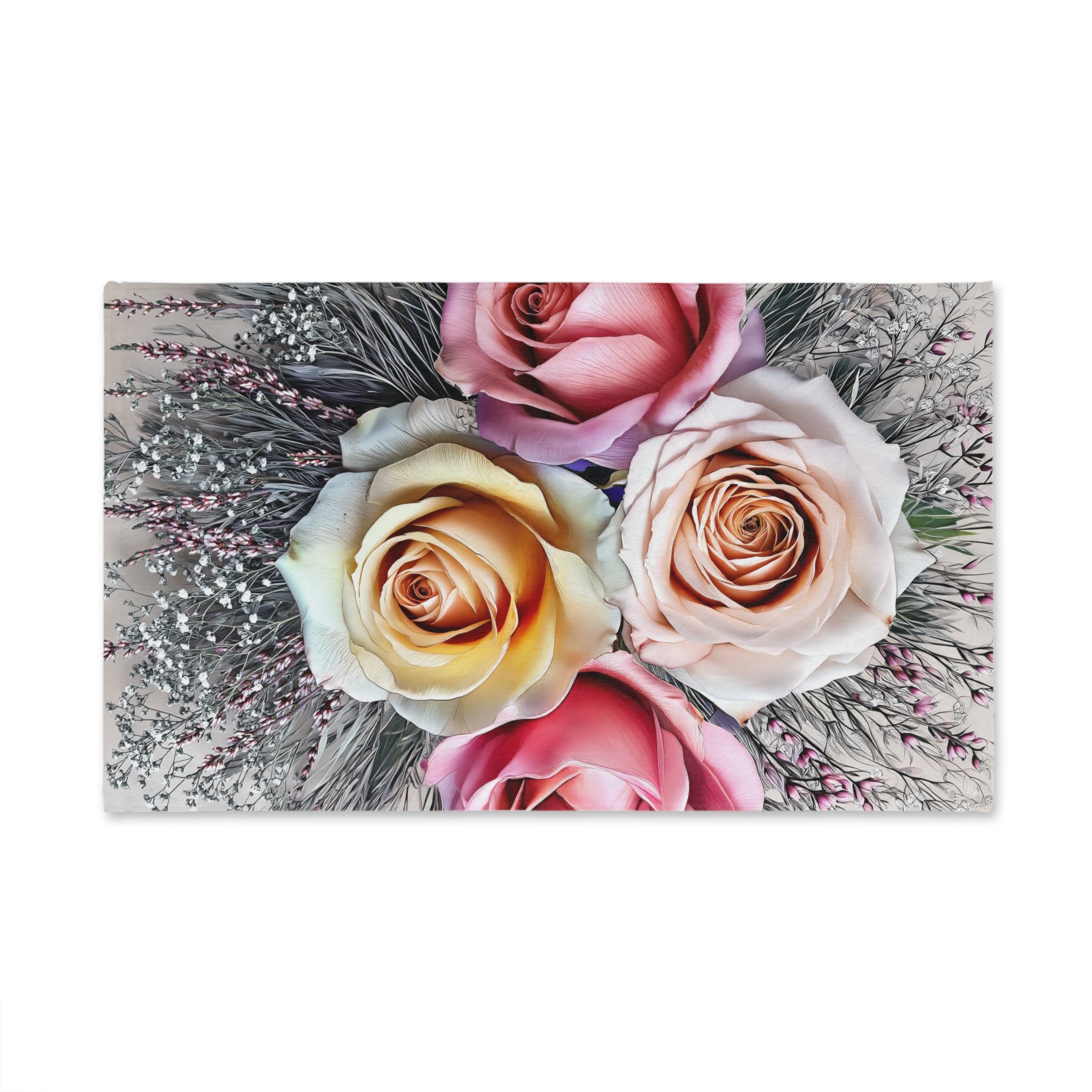 Floral Rose Bouquet Hand Towel for Vintage Decor
