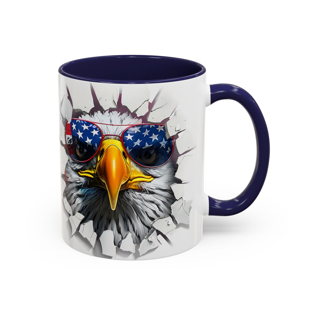 American Eagle Coffee Mug with USA Flag Accent Design