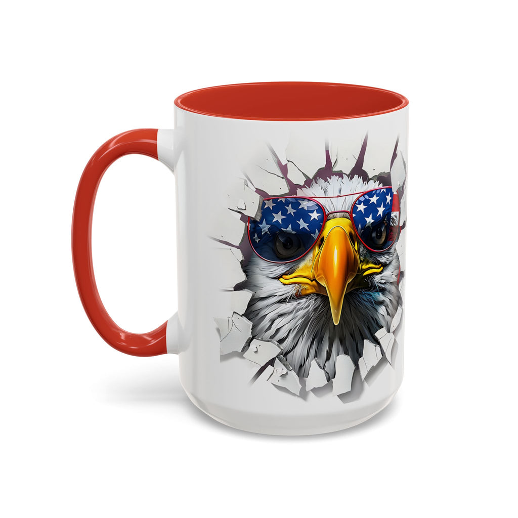 American Eagle Coffee Mug with USA Flag Accent Design