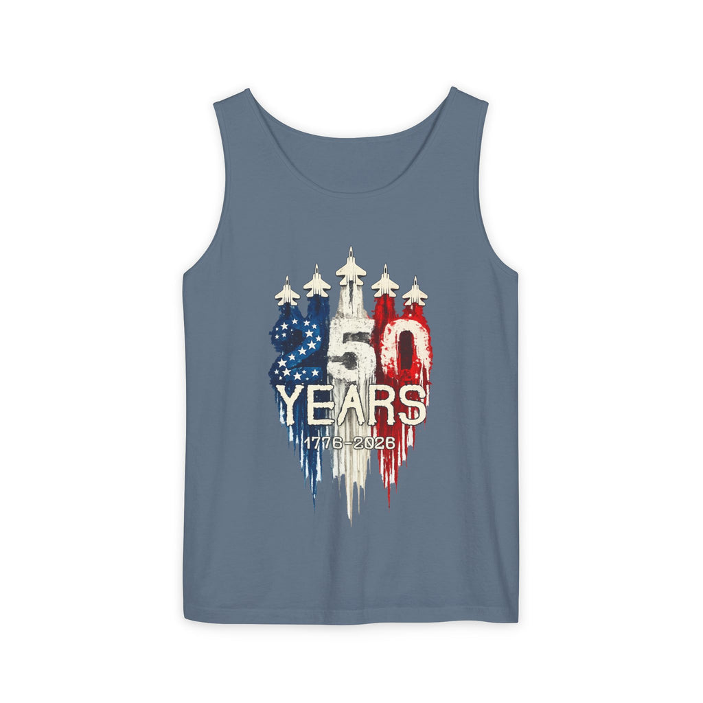 50 Years American Flag Castle Tank Top for Celebratory Wear