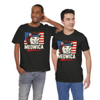 T-Shirt — "Meowica" Patriotic Cat Tee (American Flag, Funny 4th of July Shirt)