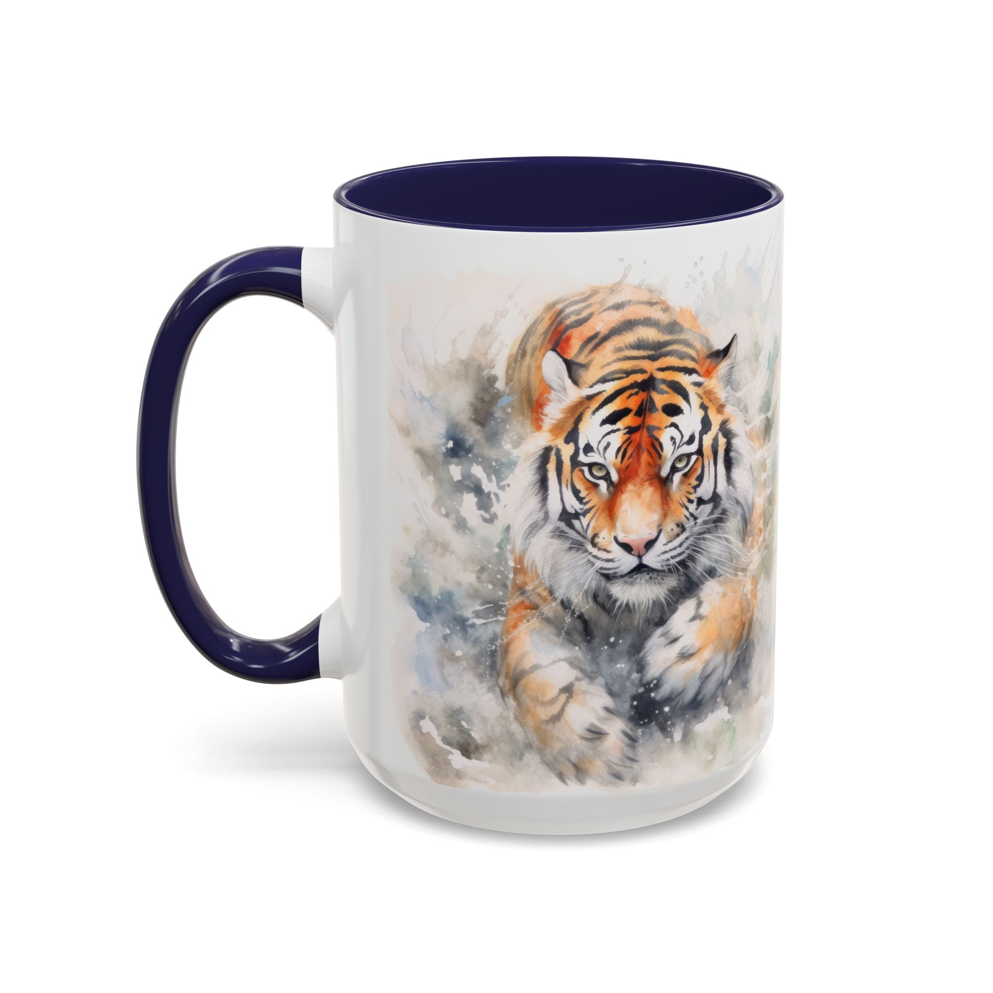 Tiger Watercolor Accent Coffee Mug – Artistic Wildlife Ceramic Mug (11/15oz)