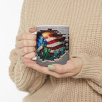 American Flag Urban Mosaic Ceramic Mug - Visual Delight in Your Hands