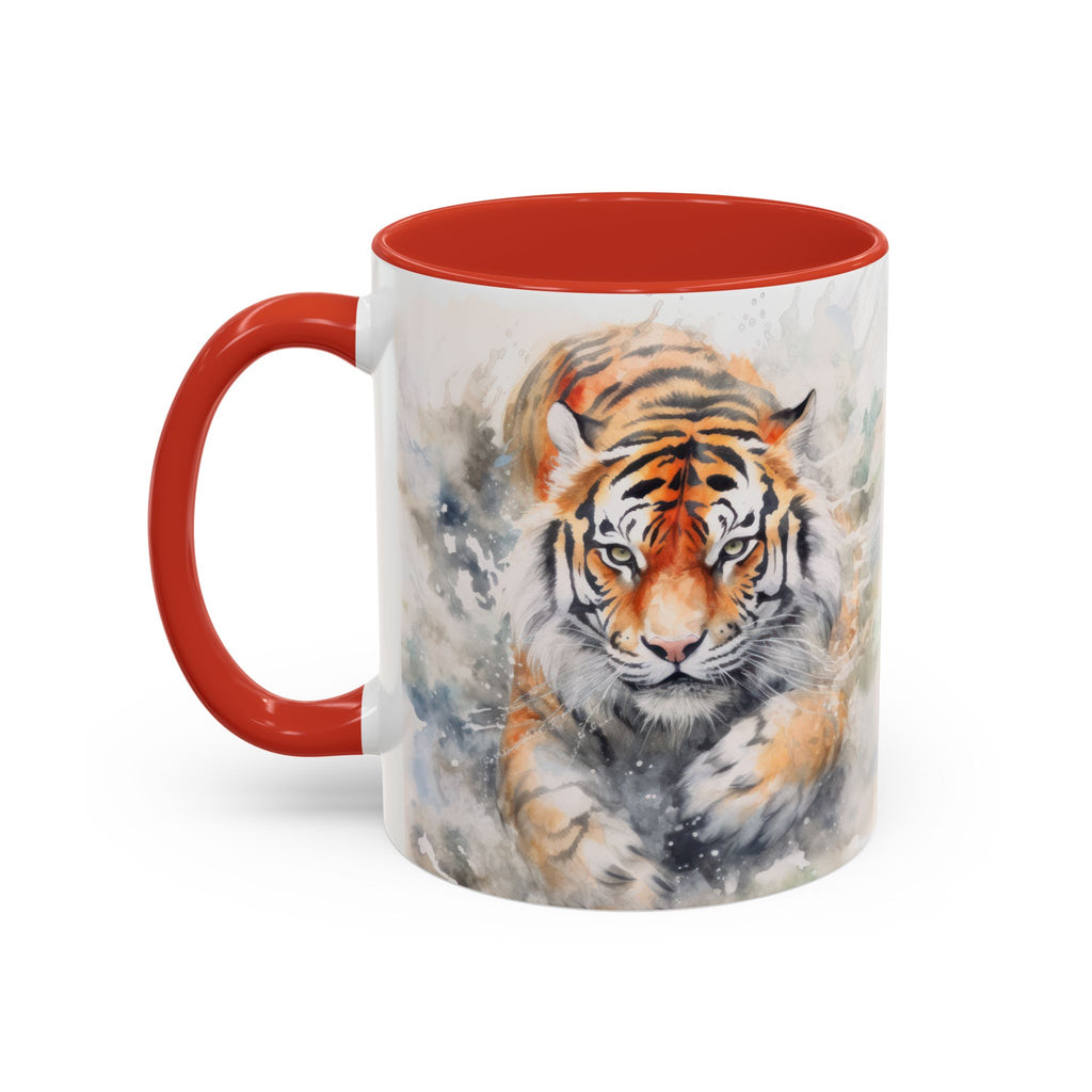 Tiger Watercolor Accent Coffee Mug – Artistic Wildlife Ceramic Mug (11/15oz)