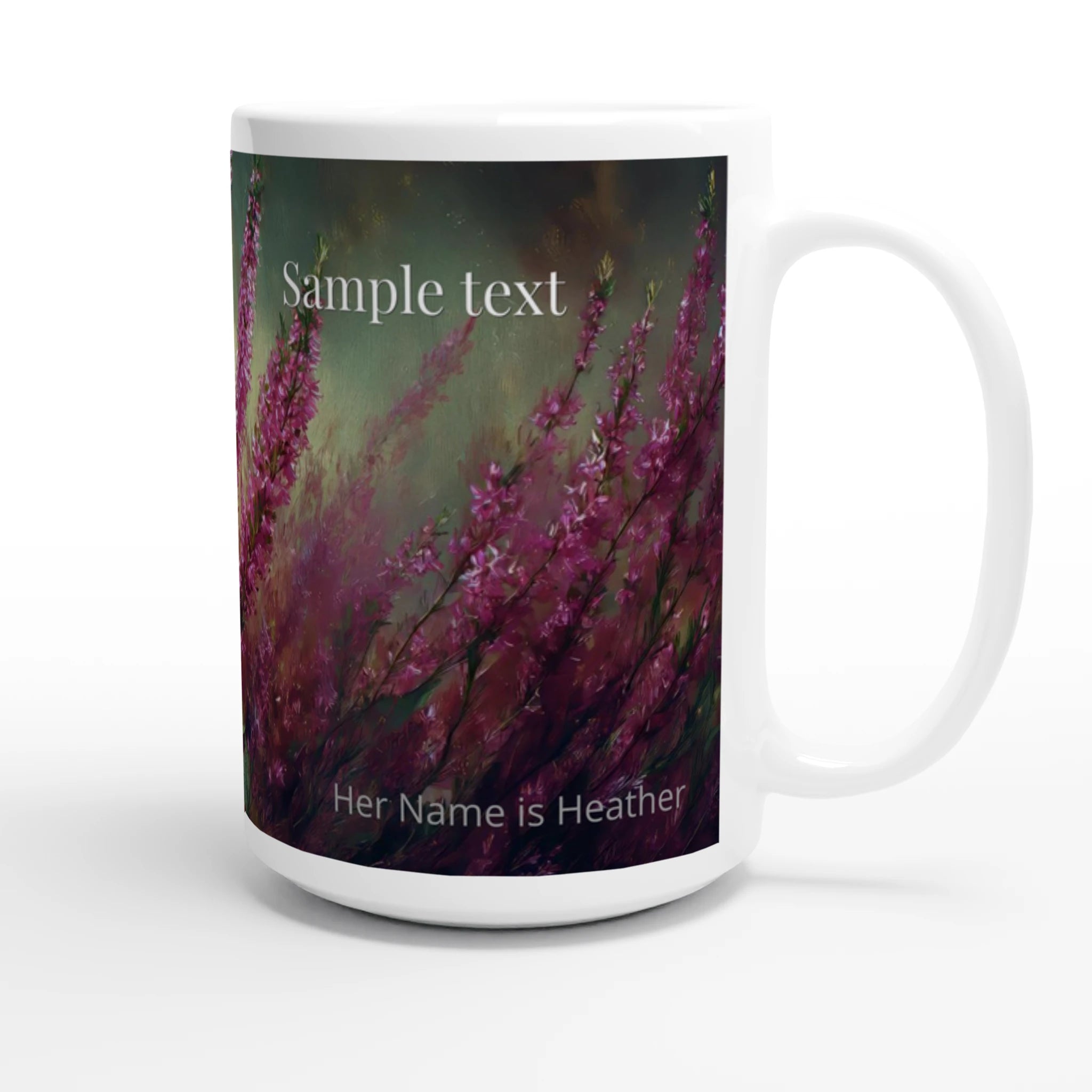 Person holding floral mug with steam in cozy setting