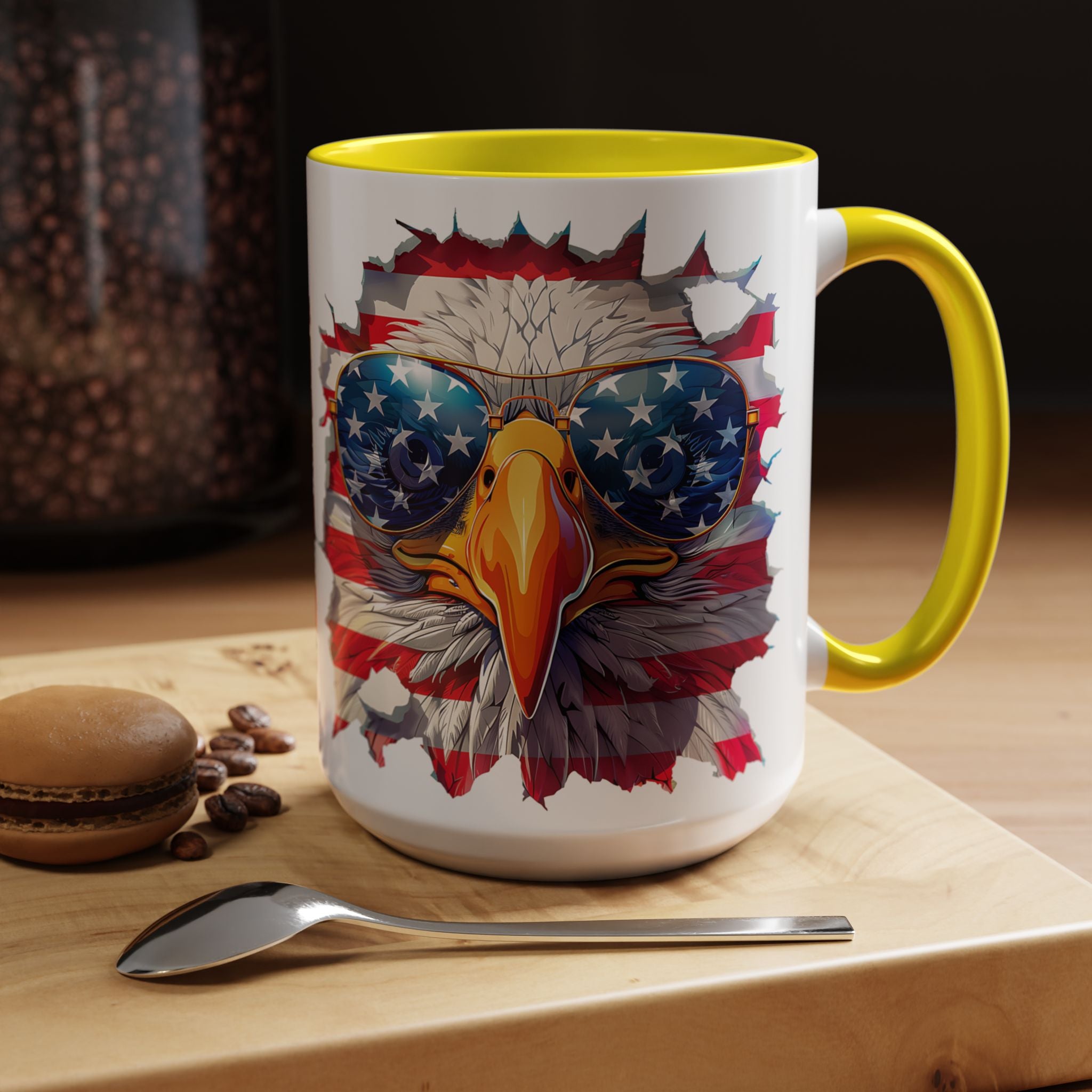 American Bald Eagle Accent Coffee Mug with Stars & Stripes