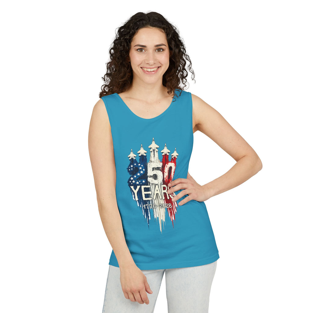 50 Years American Flag Castle Tank Top for Celebratory Wear