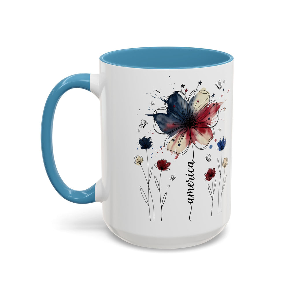 Patriotic Anemone Accent Coffee Mug Classic Floral Design