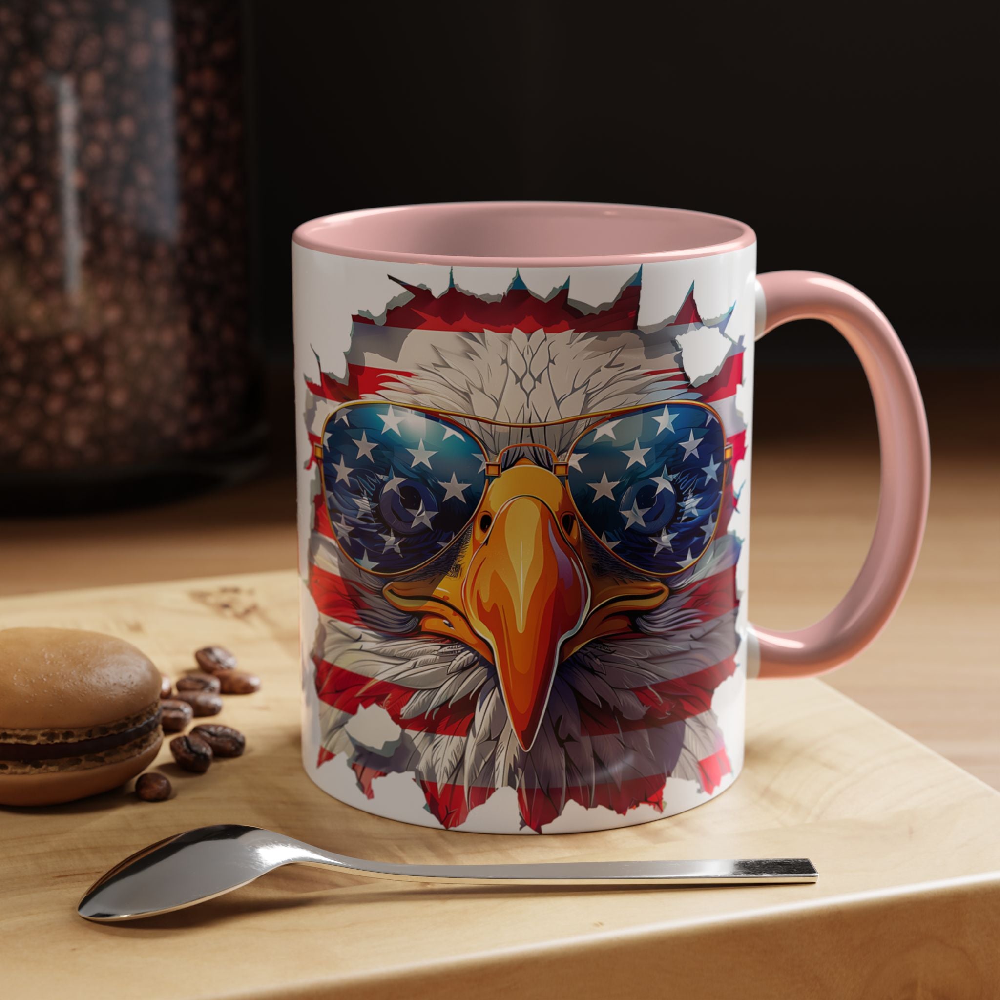 American Bald Eagle Accent Coffee Mug with Stars & Stripes