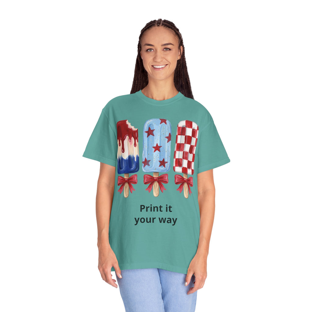 Patriotic Popsicle T-Shirt — Red, White & Blue Fourth of July Tee