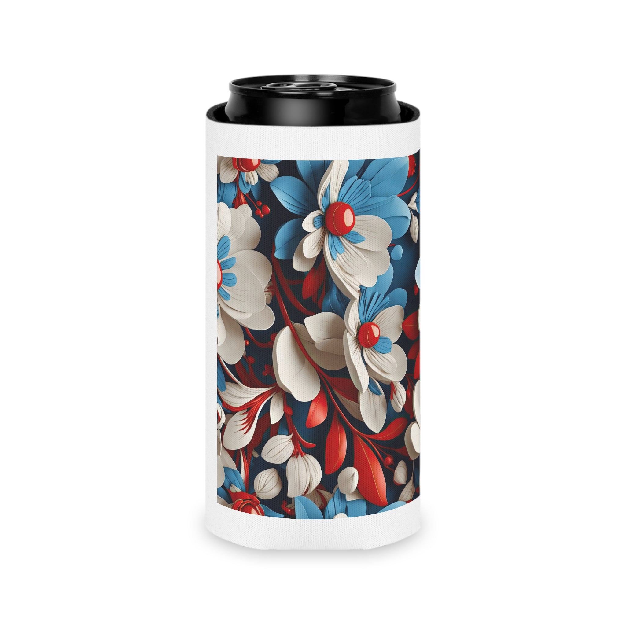 Floral Patriotic Can Cooler for Festive Gatherings