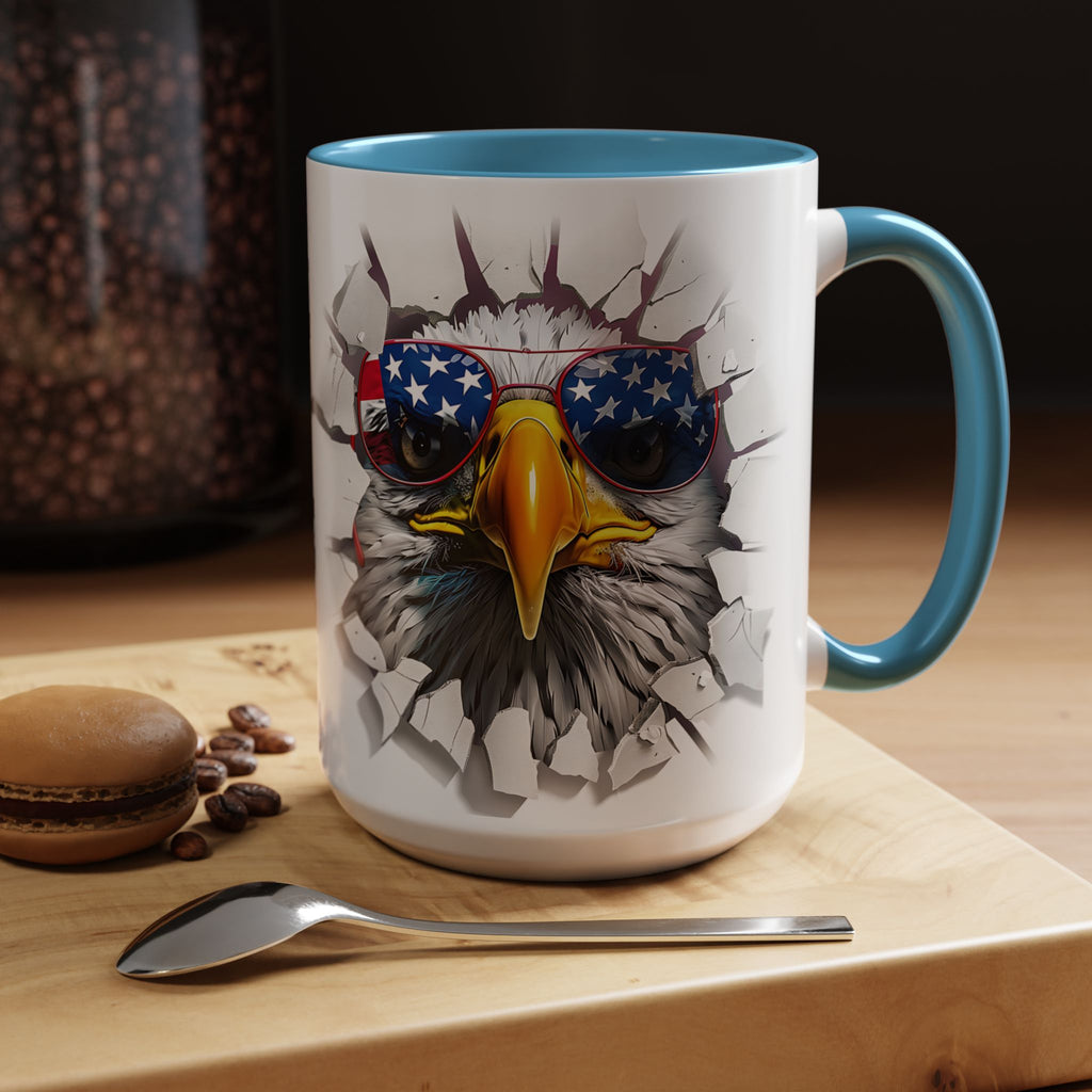 American Eagle Coffee Mug with USA Flag Accent Design