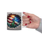American Flag Urban Mosaic Ceramic Mug - Visual Delight in Your Hands
