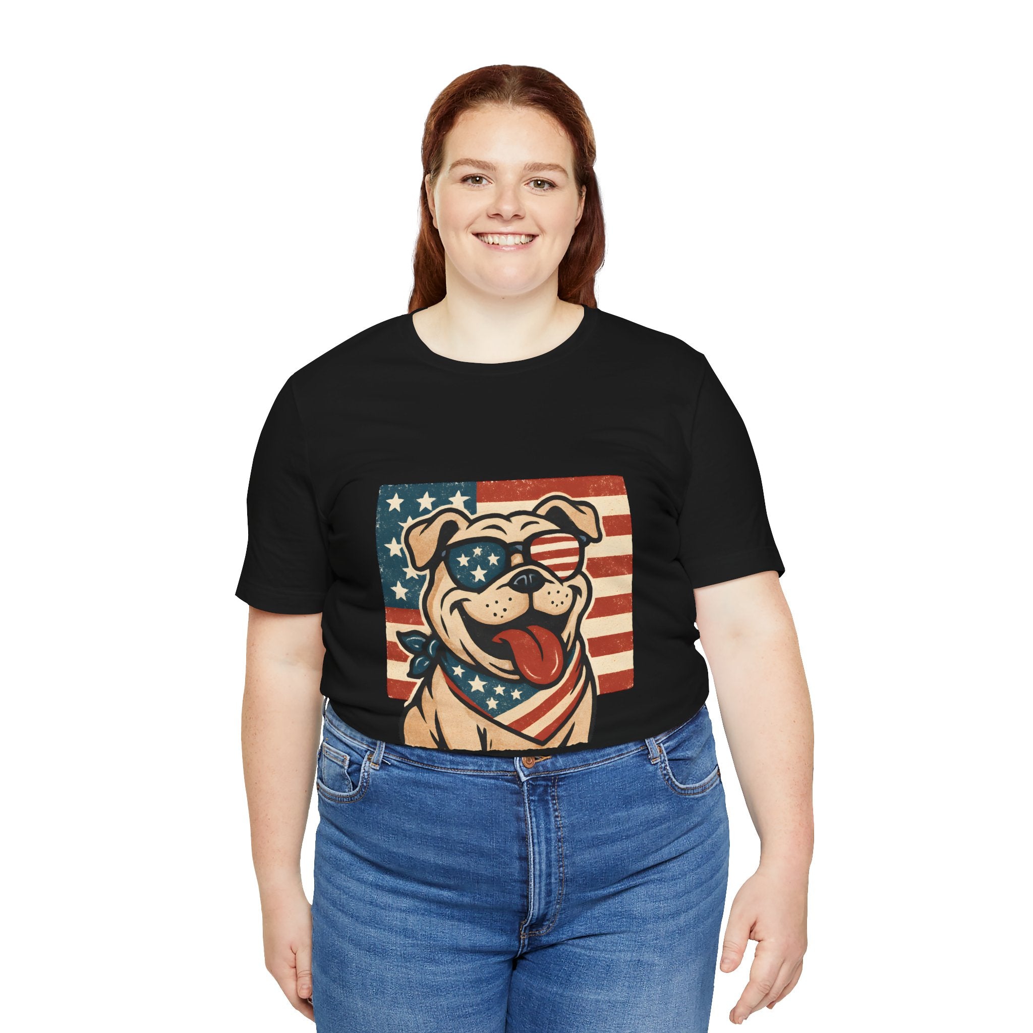Dog's are Patriotic Too (American Flag, Funny 4th of July Shirt)