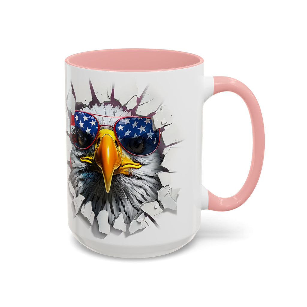 American Eagle Coffee Mug with USA Flag Accent Design