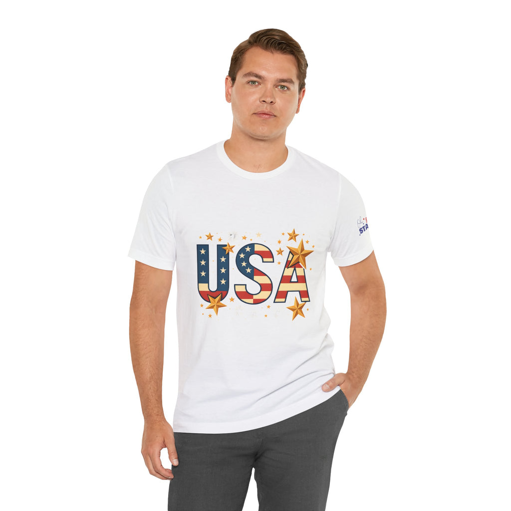 USA Flag Stars T-Shirt — Patriotic American Independence Day Tee