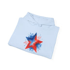 Patriotic Red & Blue Star Hoodie — 4th of July Firework Sweatshirt