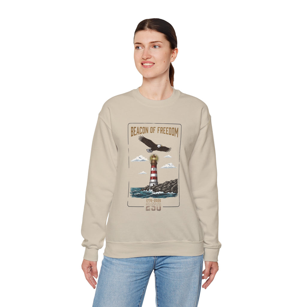 Beacon of Freedom Lighthouse Sweatshirt | 250th 4th of July Patriotic Milestone