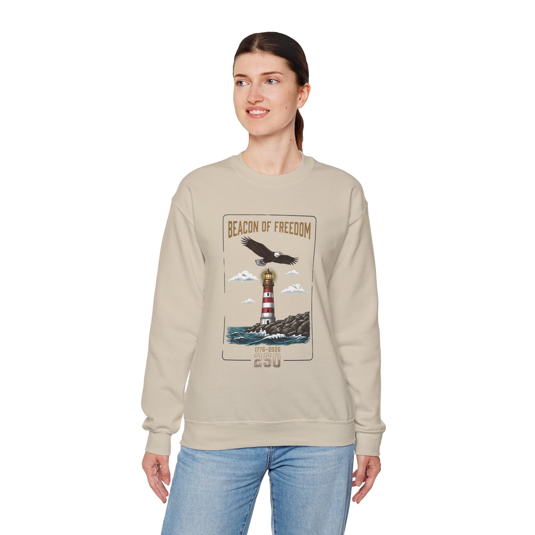 Beacon of Freedom Lighthouse Sweatshirt | 250th 4th of July Patriotic Milestone