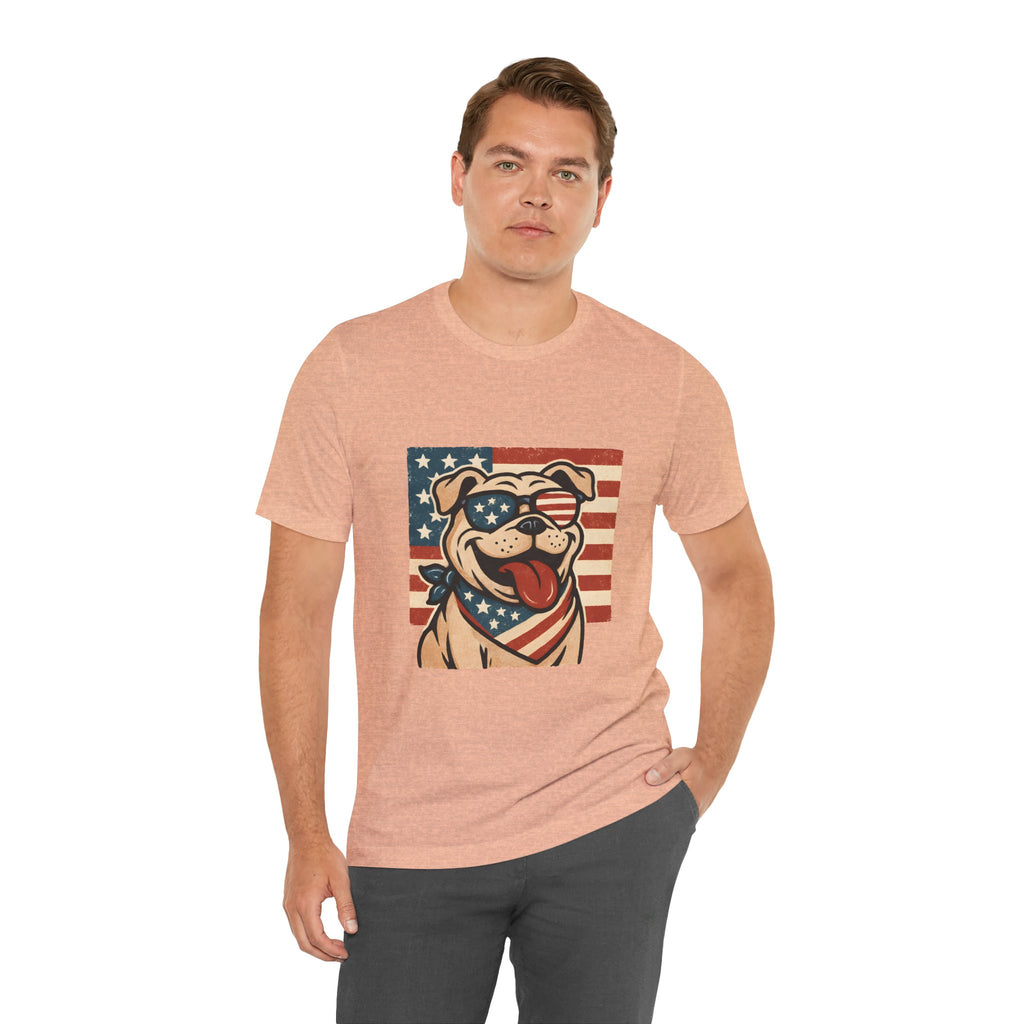 Dog's are Patriotic Too (American Flag, Funny 4th of July Shirt)