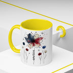 Patriotic Anemone Accent Coffee Mug Classic Floral Design