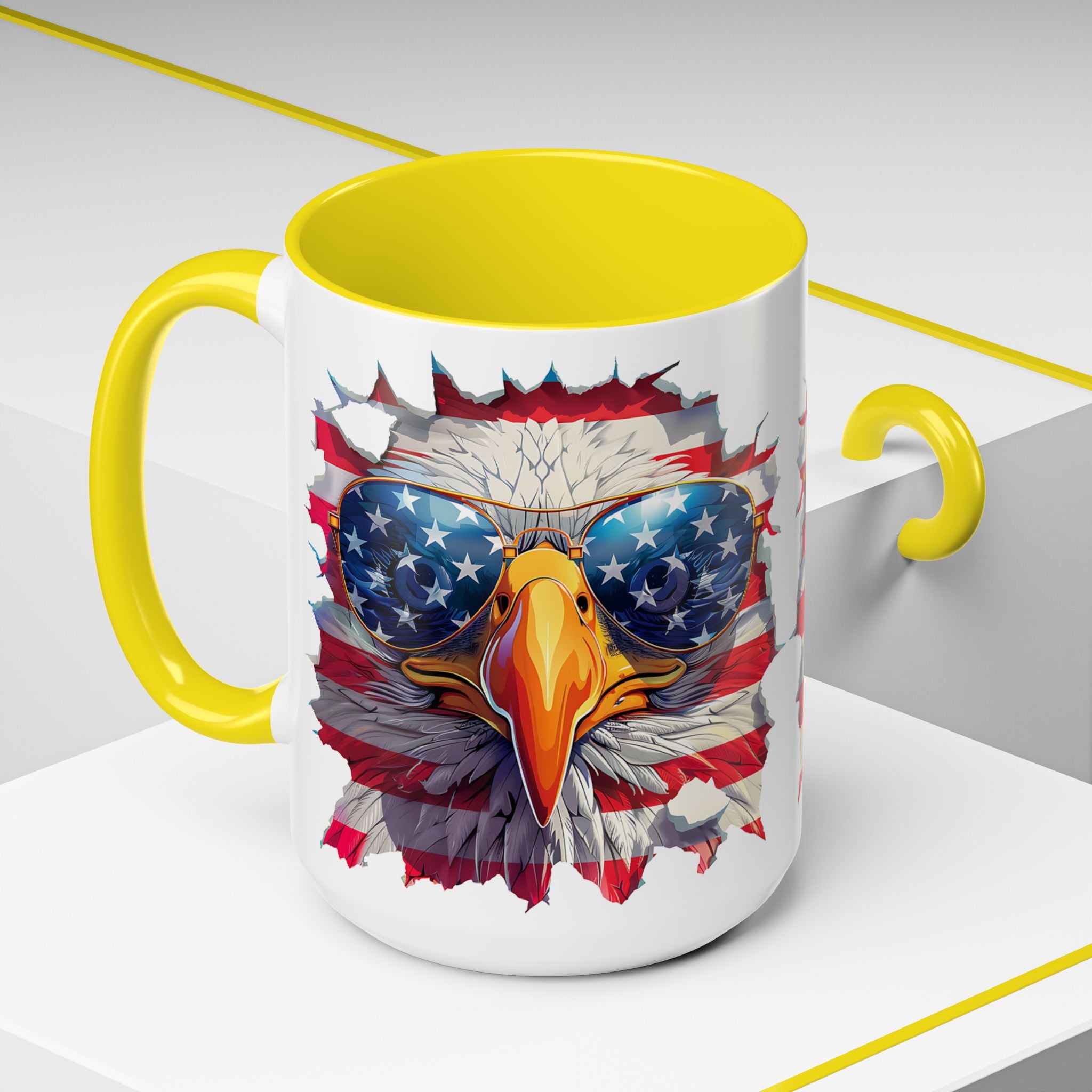American Bald Eagle Accent Coffee Mug with Stars & Stripes