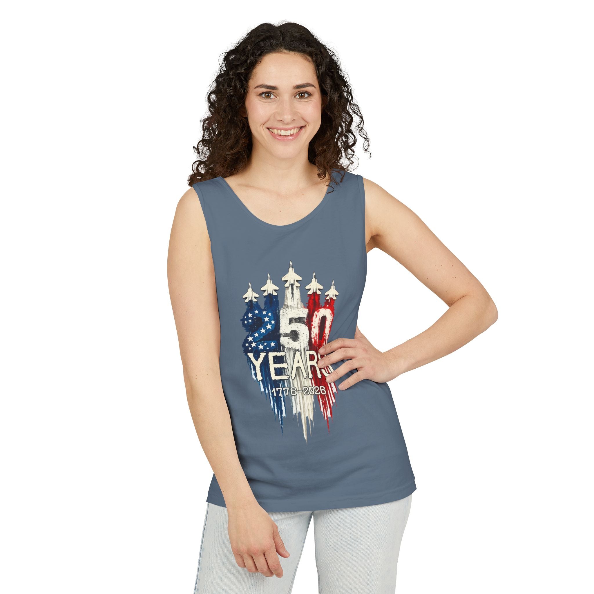 50 Years American Flag Castle Tank Top for Celebratory Wear