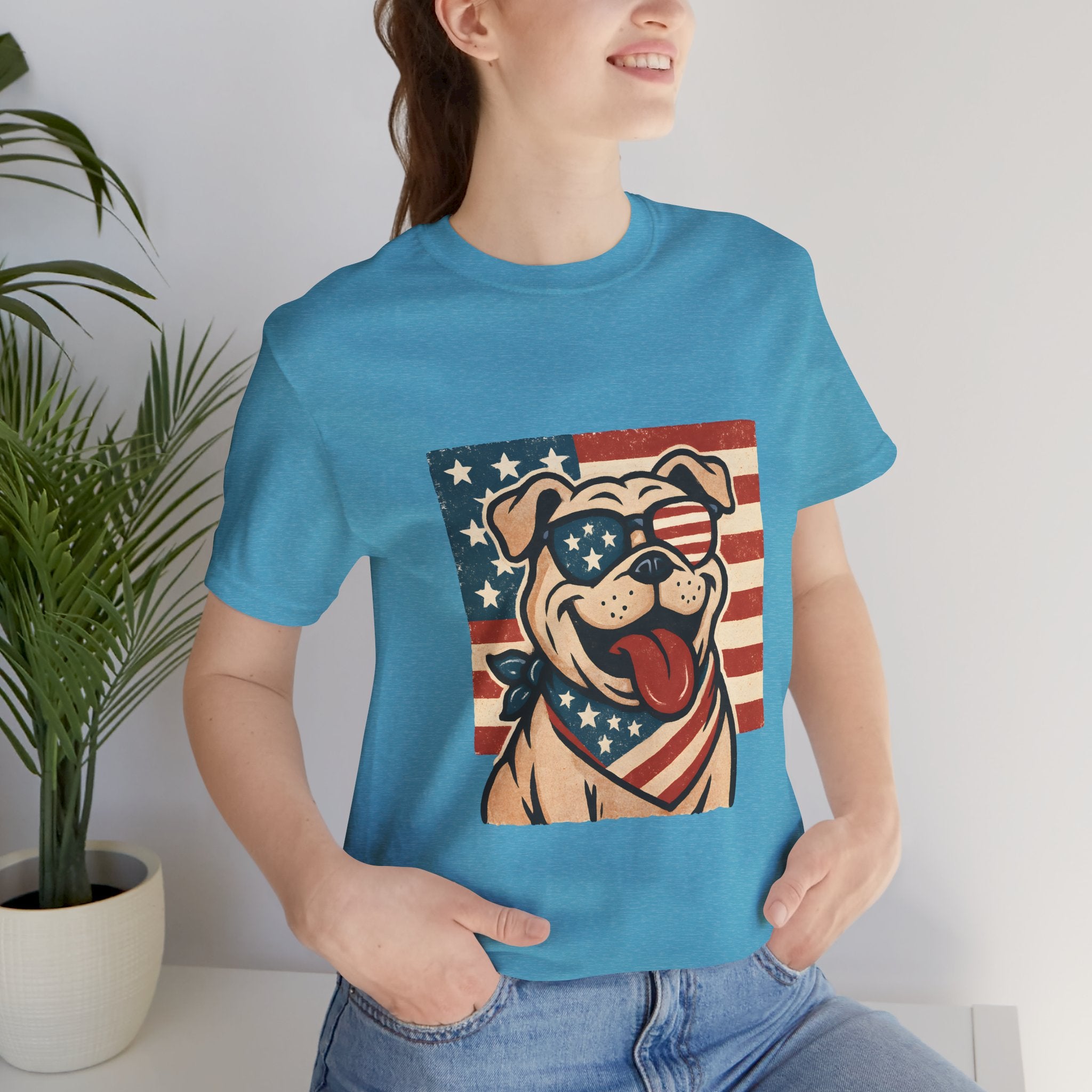 Dog's are Patriotic Too (American Flag, Funny 4th of July Shirt)
