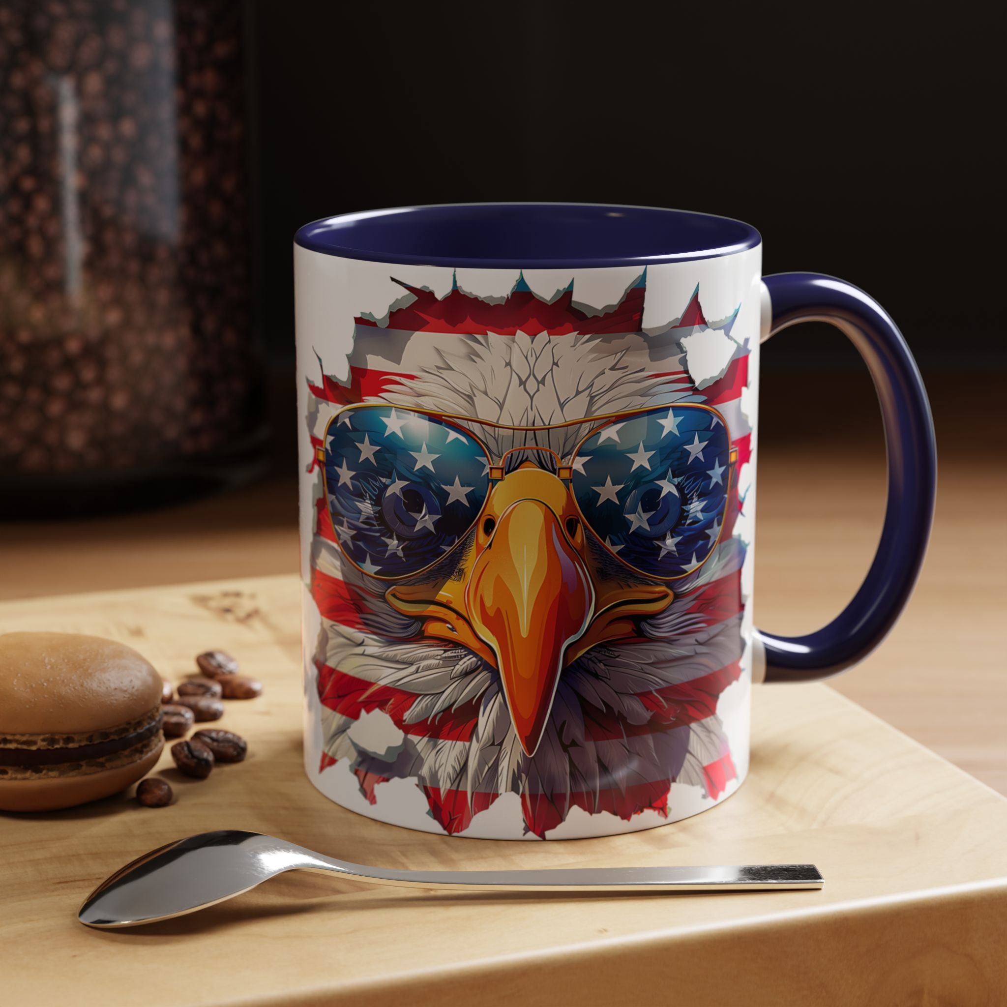American Bald Eagle Accent Coffee Mug with Stars & Stripes