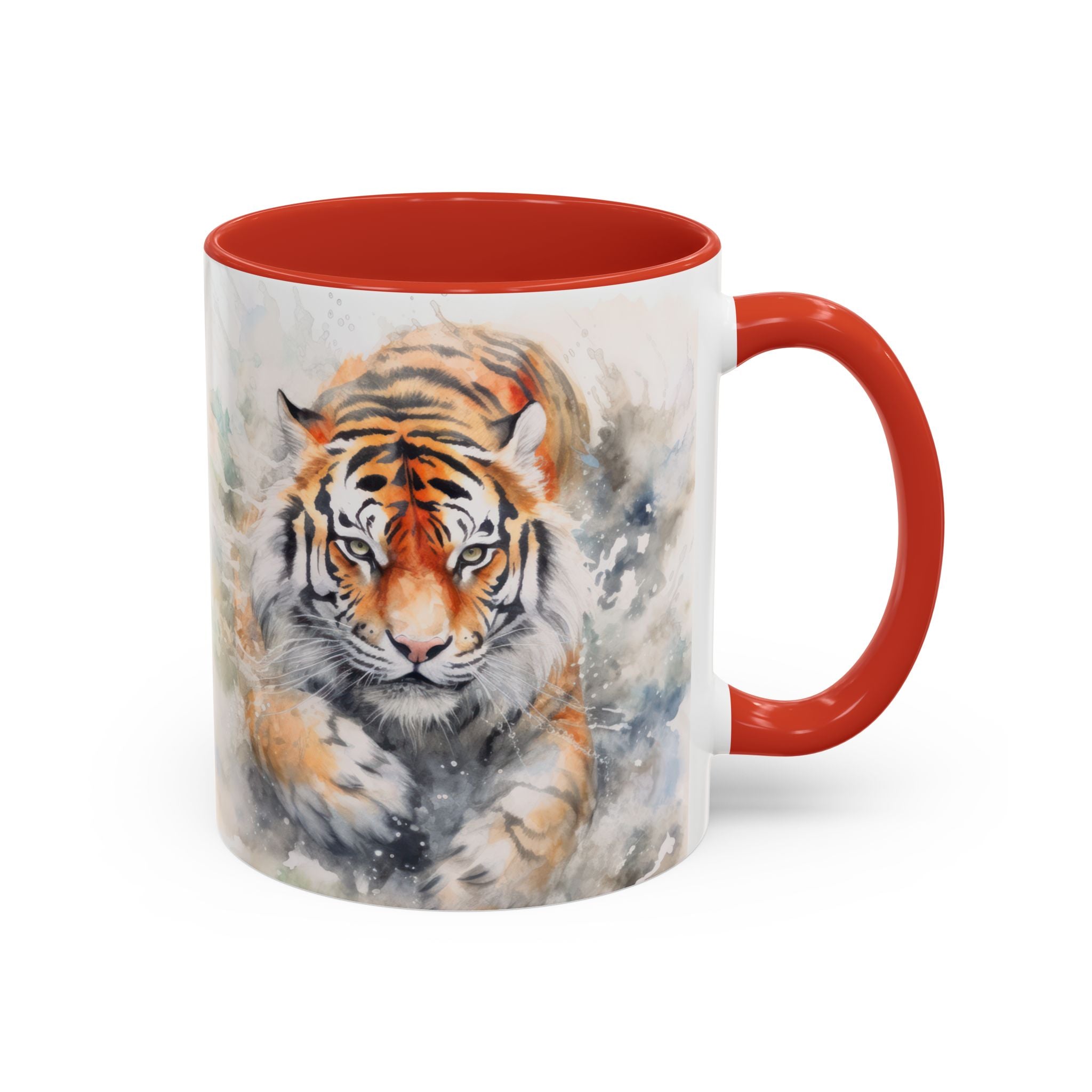 Tiger Watercolor Accent Coffee Mug – Artistic Wildlife Ceramic Mug (11/15oz)
