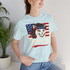 T-Shirt — "Meowica" Patriotic Cat Tee (American Flag, Funny 4th of July Shirt)