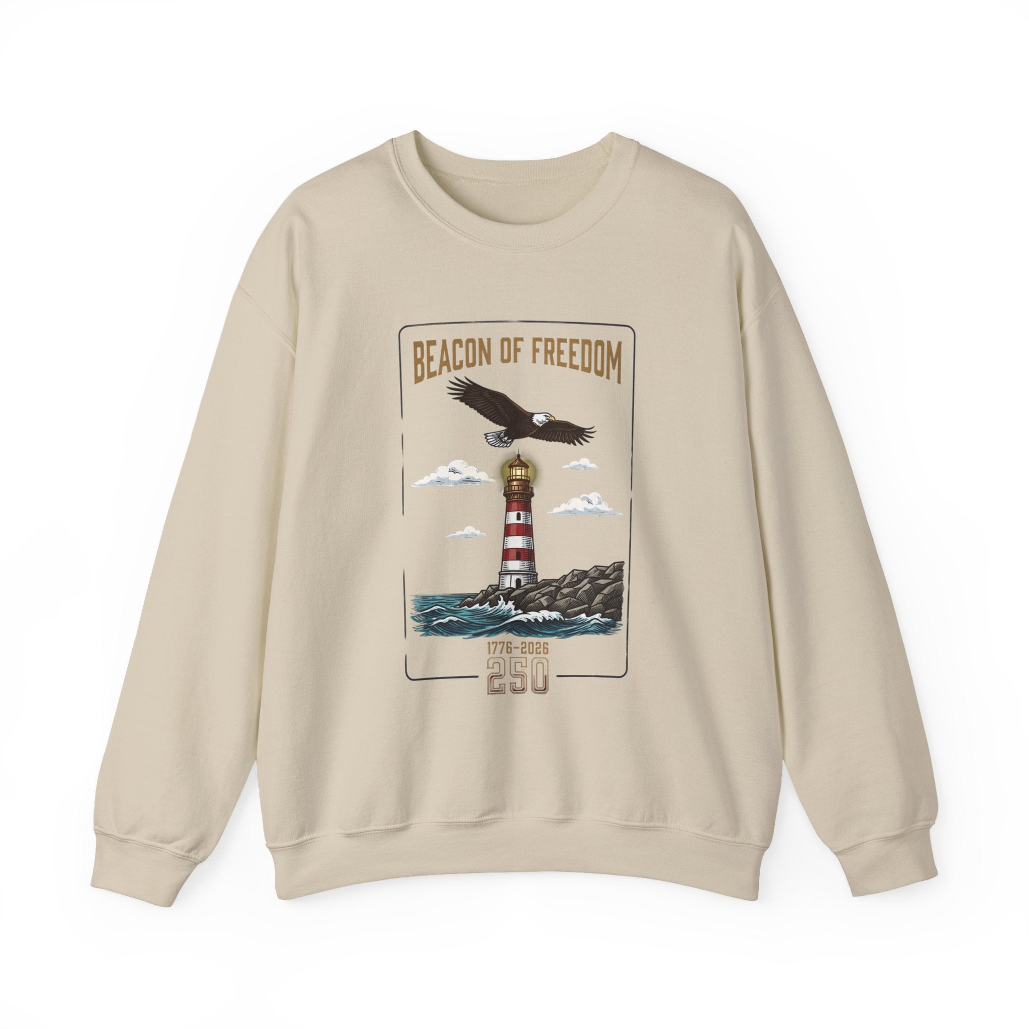 Beacon of Freedom Lighthouse Sweatshirt | 250th 4th of July Patriotic Milestone