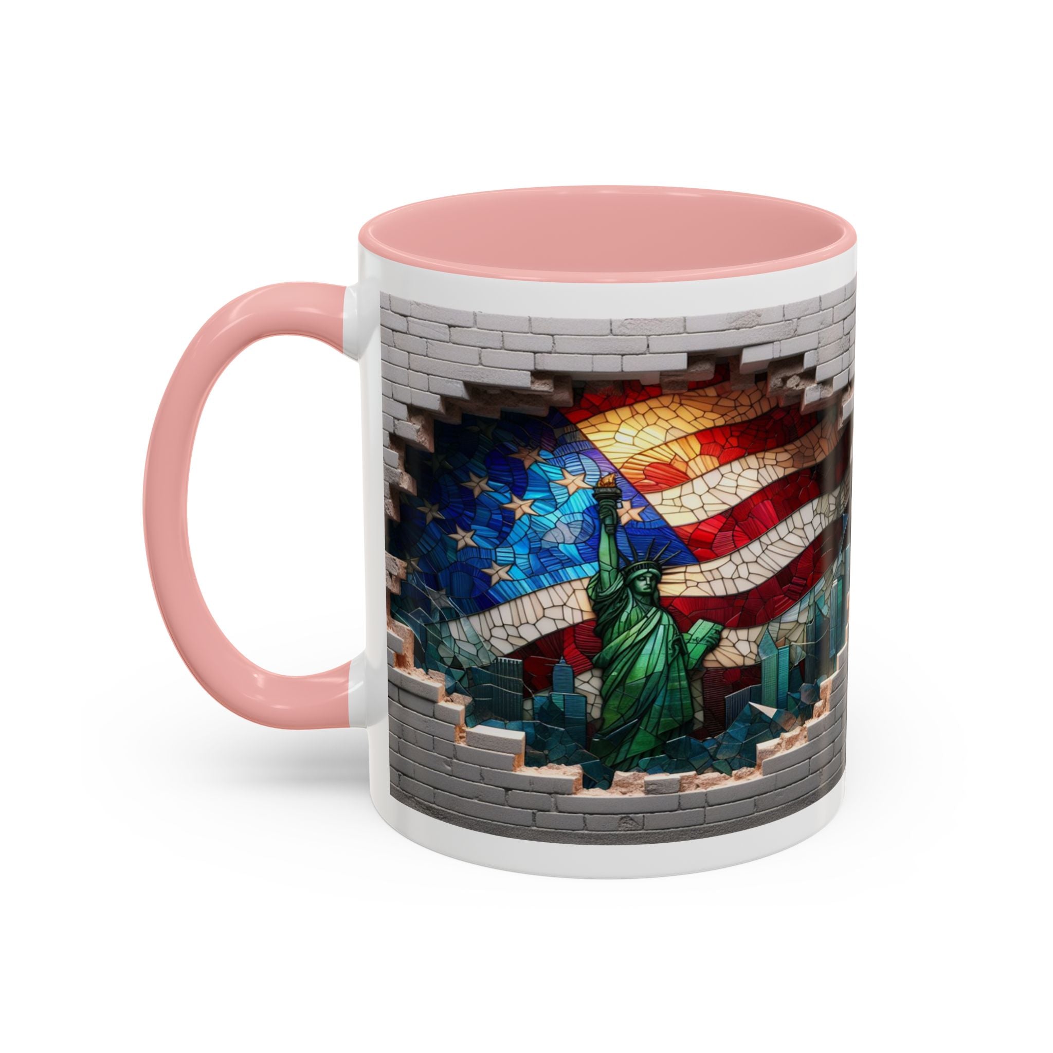 American Flag & Statue of Liberty Accent Coffee Mug – Patriotic USA Ceramic Mug