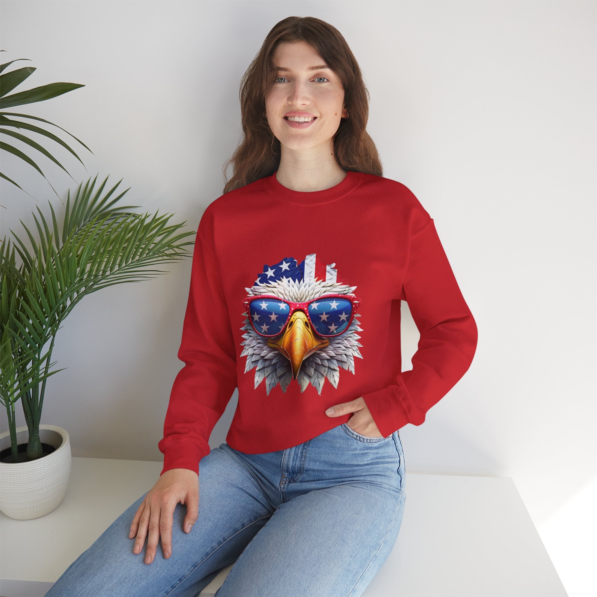 Eagle American Flag Sunglasses Crewneck Sweatshirt