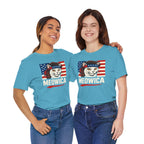 T-Shirt — "Meowica" Patriotic Cat Tee (American Flag, Funny 4th of July Shirt)