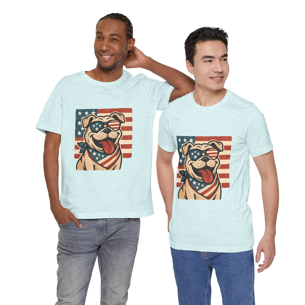 Dog's are Patriotic Too (American Flag, Funny 4th of July Shirt)