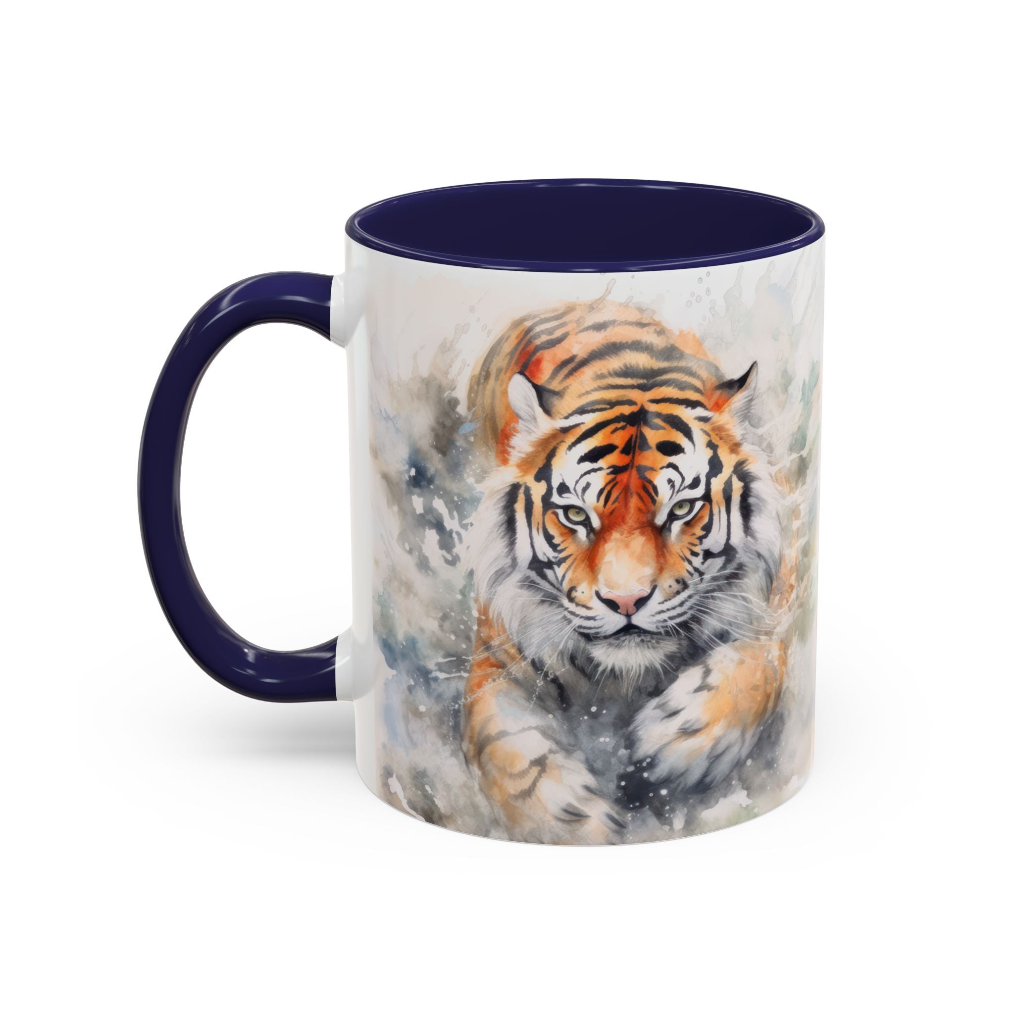 Tiger Watercolor Accent Coffee Mug – Artistic Wildlife Ceramic Mug (11/15oz)