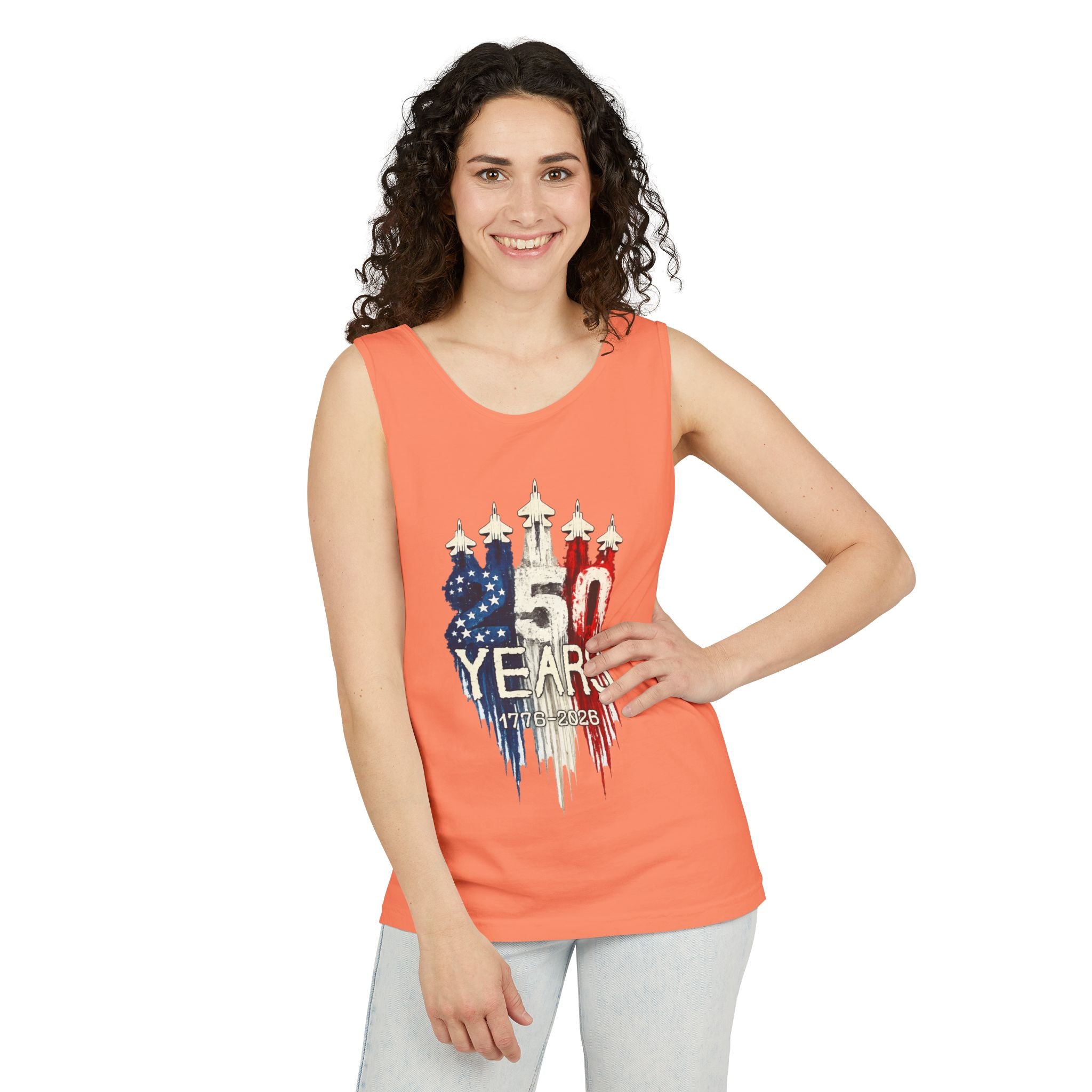50 Years American Flag Castle Tank Top for Celebratory Wear