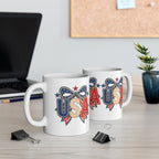 USA Patriotic Ceramic Mug with Bold Red White Blue Design